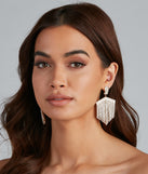 Rhinestone Fringe Arrow Accent Earrings creates the perfect New Year’s Eve Outfit or new years dress with stylish details in the latest trends to ring in 2023!