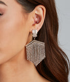 Rhinestone Fringe Arrow Accent Earrings for 2022 festival outfits, festival dress, outfits for raves, concert outfits, and/or club outfits