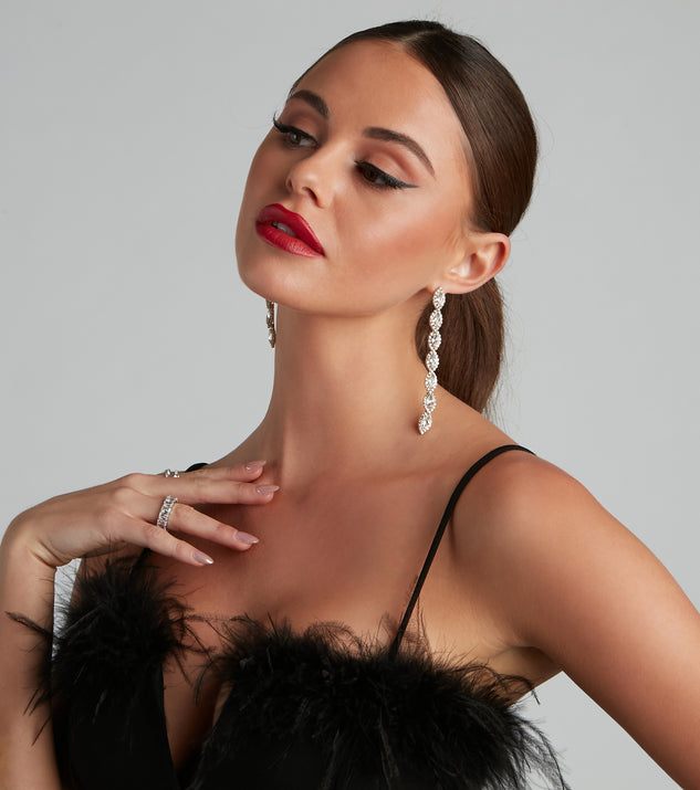 With Glistening In Rhinestone Earrings as your homecoming jewelry or accessories, your 2023 Homecoming dress look will be fire!