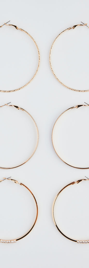 Simply Sleek Three-Pack Hoop Earrings Set