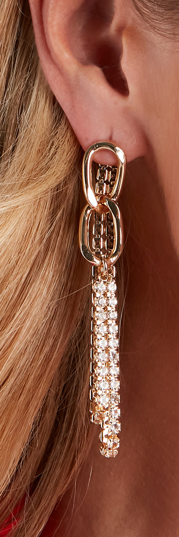 Over The Edge Rhine Chain Earrings