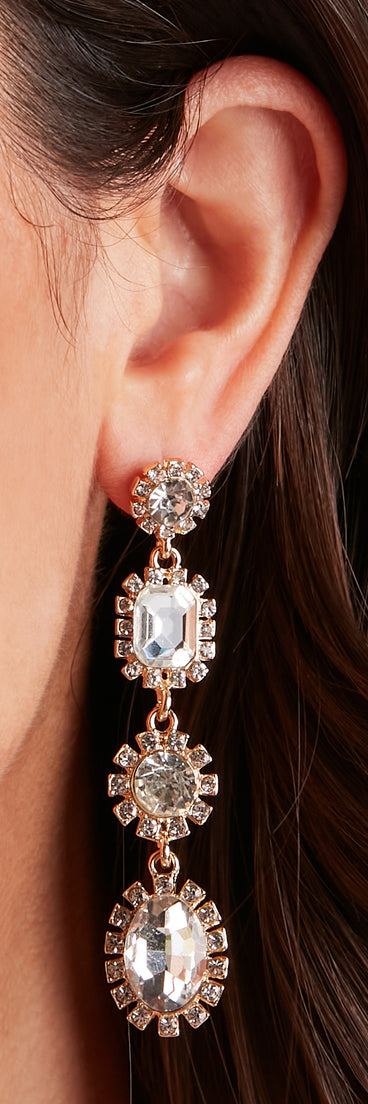 Clear Gems Statement Earrings