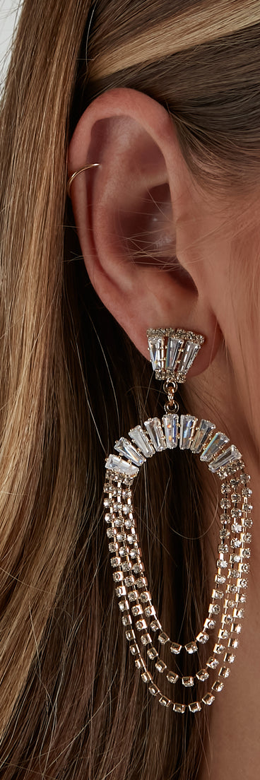 Vintage Glam Rhinestone Fringe Earrings