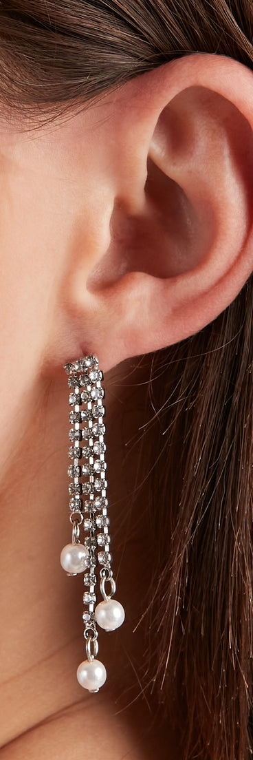 Pearl Of The Sea Rhinestone Earrings