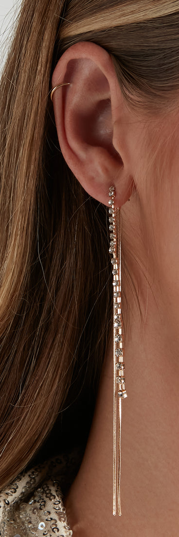 Fallin' For You Rhinestone Linear Earrings