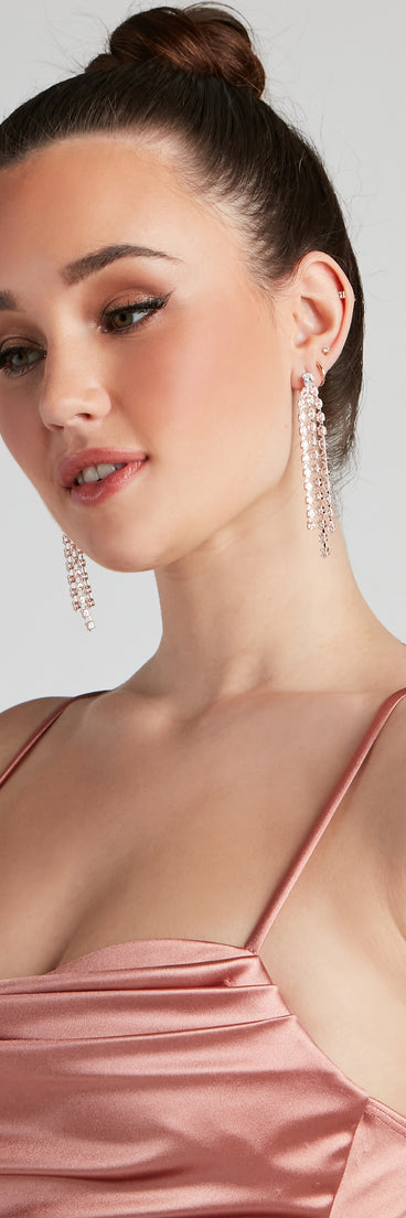 Chic Elegance Cubic Zirconia Fringe Earrings helps create the best bachelorette party outfit or the bride's sultry bachelorette dress for a look that slays!