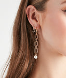 Faux Pearl Chain Link Earrings