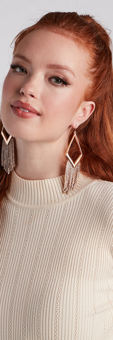 Luxe Statement Rhinestone Fringe Earrings