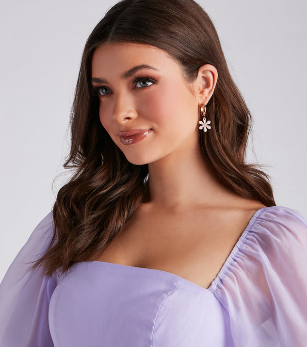 Floral-printed off-the-shoulder dress with sleeves
