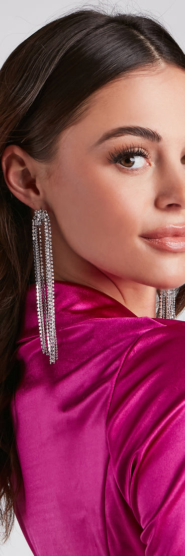 Glam Rep Rhinestone Fringe Earrings