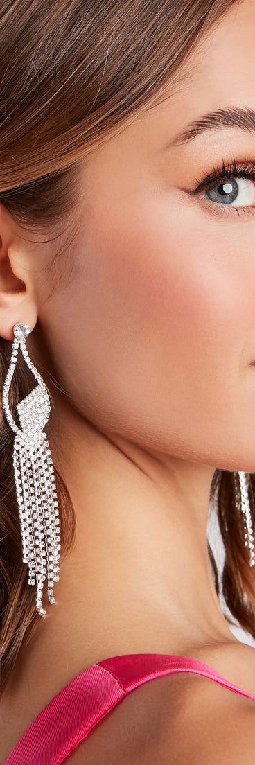 Elegant Shine Rhinestone Fringe Earrings