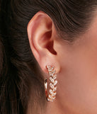 Walk The Vine Rhinestone Leaf Hoop Earrings