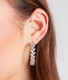 Glam And Radiant Rhinestone Leaf Hoop Earrings