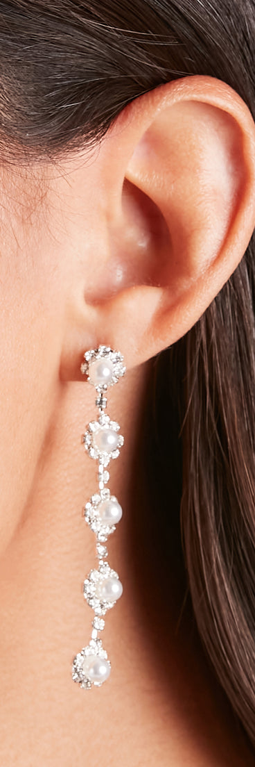 Floral Chic Rhinestone Pearl Duster Earrings