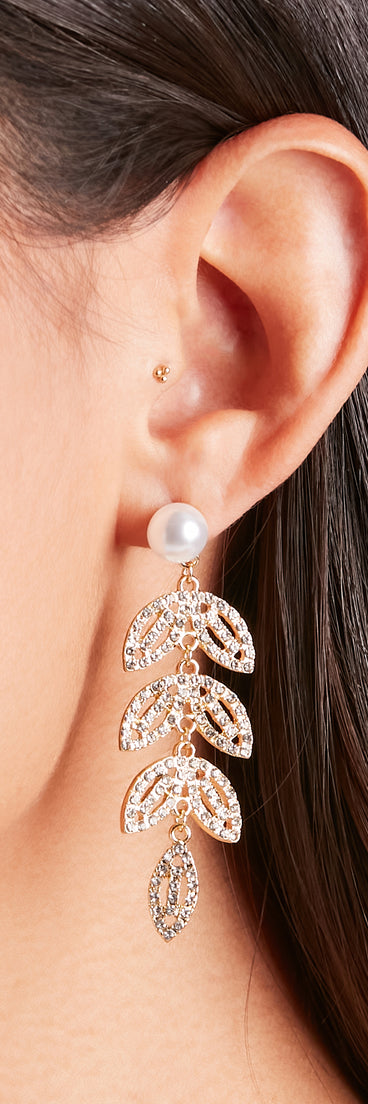 Isn't She Chic Leaf Rhinestone Earrings