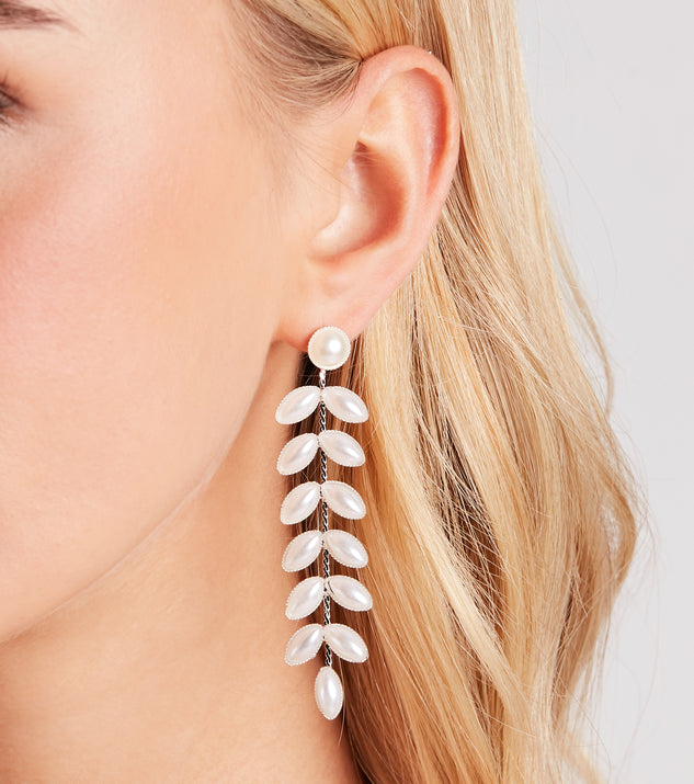 Bound To Shine Faux Pearl Leaf Earrings