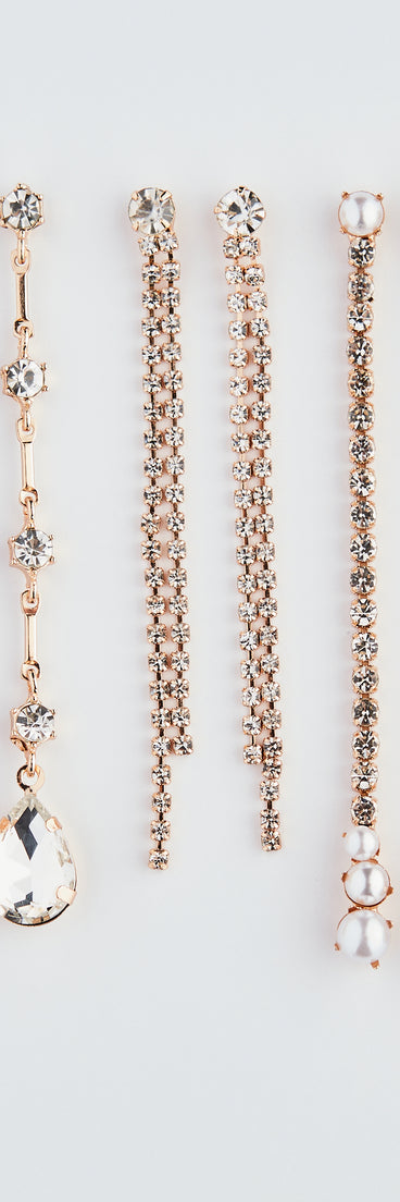 Trendy Glamour Rhinestone and Pearl Earring Set