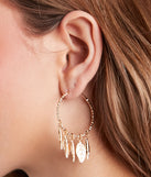 Dainty Leaf Fringe Hoop Earrings is a fire pick to create 2023 festival outfits, concert dresses, outfits for raves, or to complete your best party outfits or clubwear!