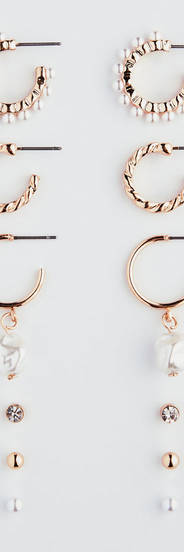 Dainty Glam Rhinestone Pearl Earring Set