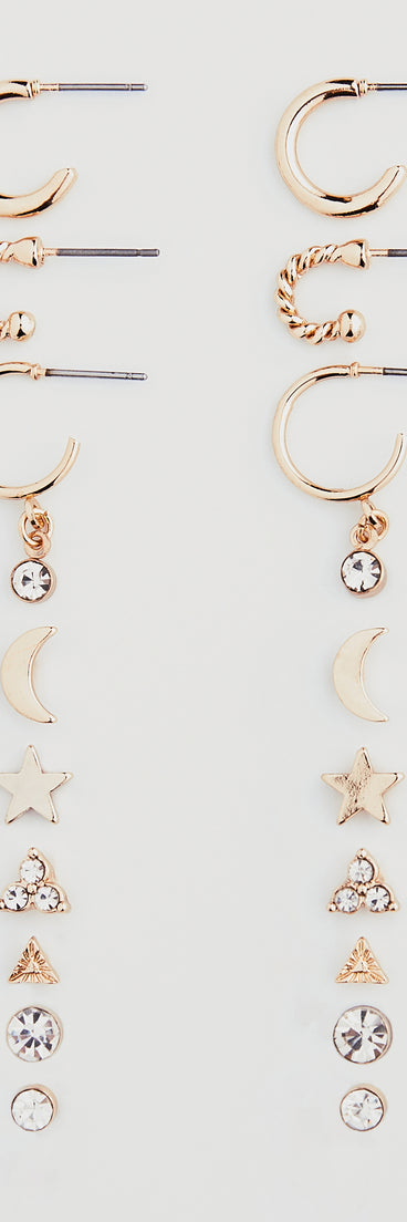 Written In The Stars Eight Earrings Pack is a fire pick to create 2023 festival outfits, concert dresses, outfits for raves, or to complete your best party outfits or clubwear!