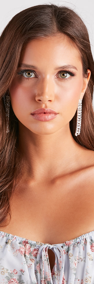 Rhinestone Stunner Pearl Fringe Earrings