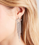 Dreamy Glam Rhinestone Star Fringe Earrings