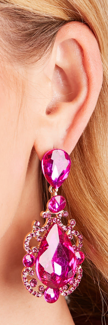 Gorgeous Glam Look Gemstone Chandelier Earrings