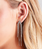 Level Up The Glam Rhinestone Fringe Earrings
