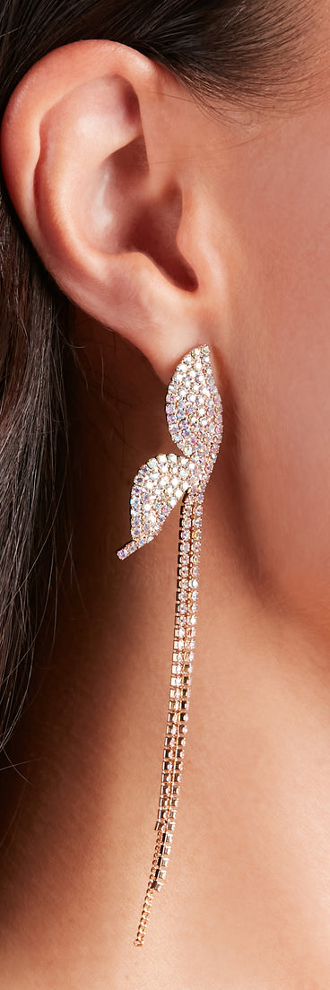 Enchanting Sparkle Rhinestone Butterfly Fringe Earrings