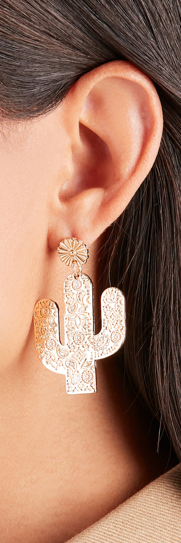 Western Charm Cactus Drop Earrings