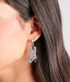 Glitzy Western Rhinestone Cowboy Boot Earrings
