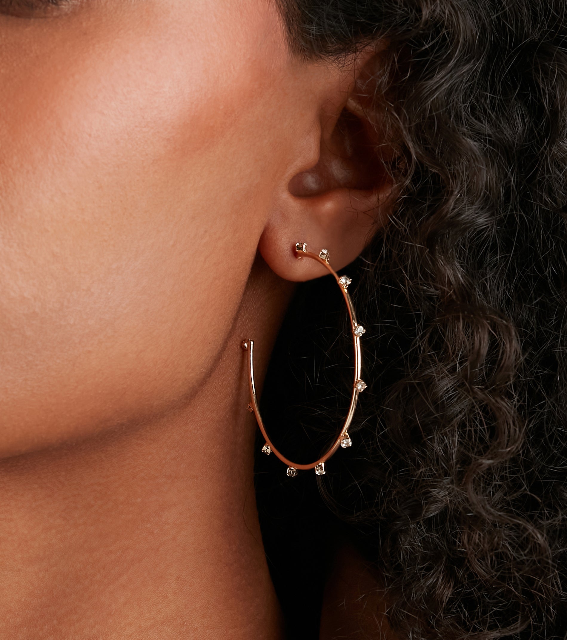 Thin rhinestone hoop earrings sales