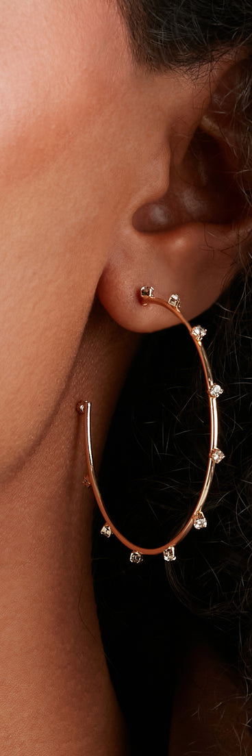 Subtle Chic Rhinestone Thin Hoop Earrings