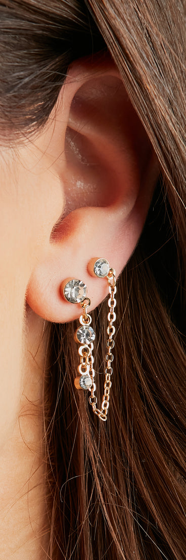 Style And Command Rhinestone Chain Swag Earrings