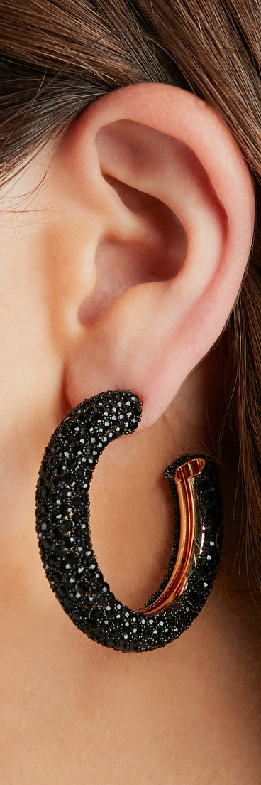 Iconic Look Rhinestone Hoop Earrings