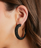 Iconic Look Rhinestone Hoop Earrings