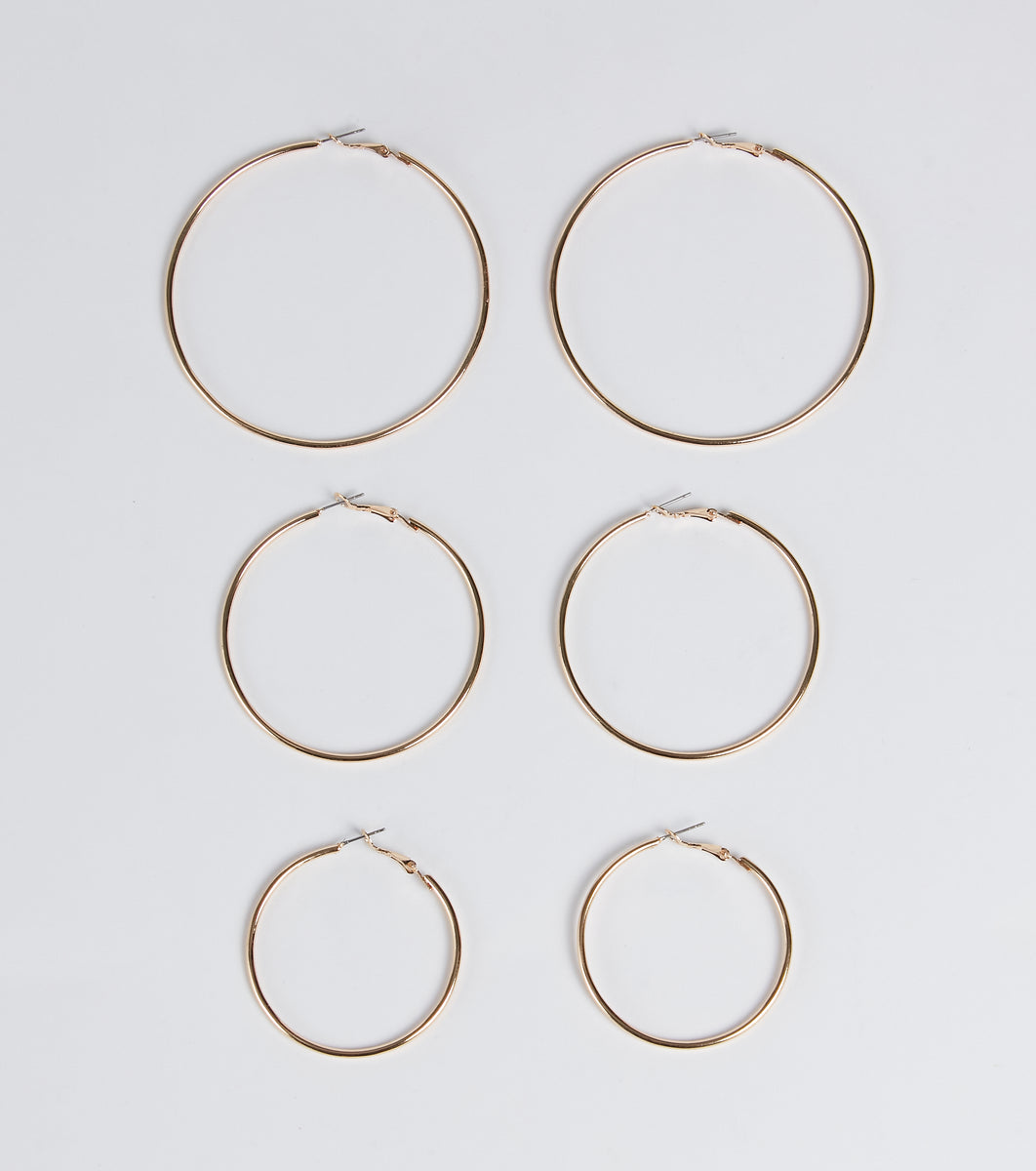 Essential Three-Pack Hoop Earrings Set