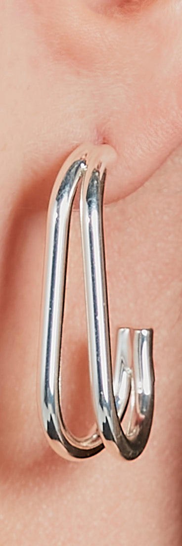 Gleaming Sterling Silver Plated Curved Hoop Earrings