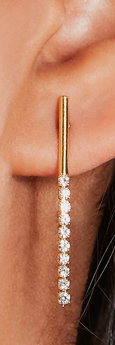 Dainty Shine 14K Gold Plated Cubic Zirconia Fringe Earrings