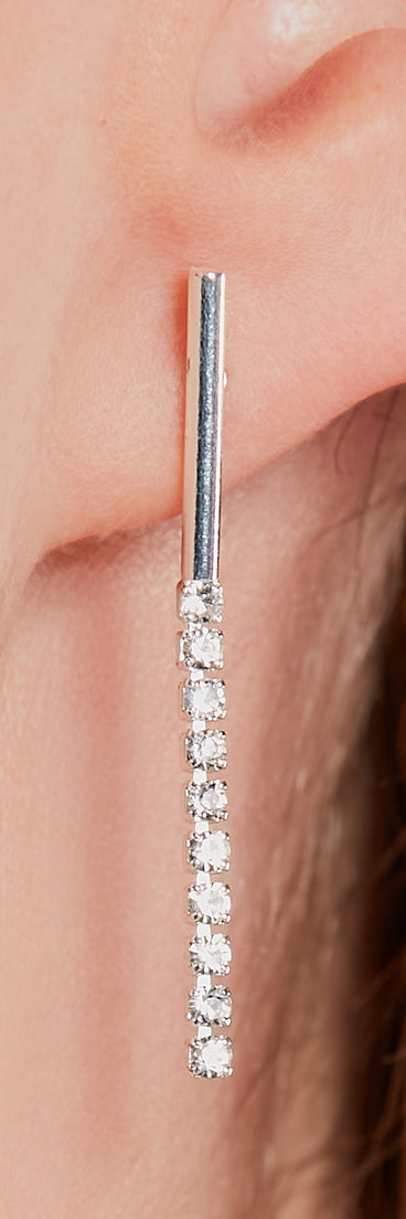 Dainty Shine Sterling Silver Plated Cubic Zirconia Fringe Earrings