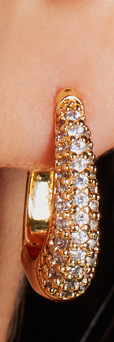 Chic 14K Gold Plated Cubic Zirconia Huggie Hoop Earrings