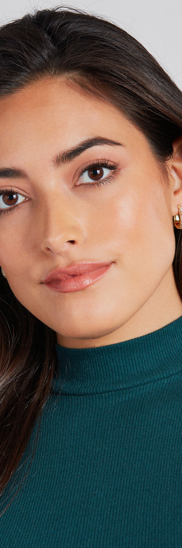 Chic 14K Gold Plated Cubic Zirconia Huggie Hoop Earrings