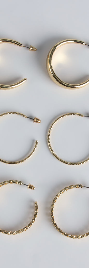 Trendy Deets Three-Pack Hoop Earring Set