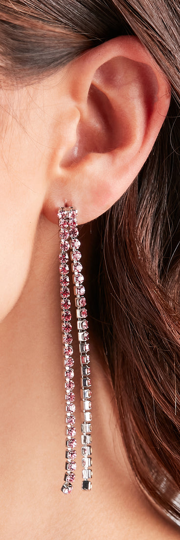 Go For The Glam Rhinestone Fringe Earrings
