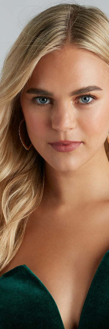 Sleek Sparkle Rhinestone Oval Hoop Earrings