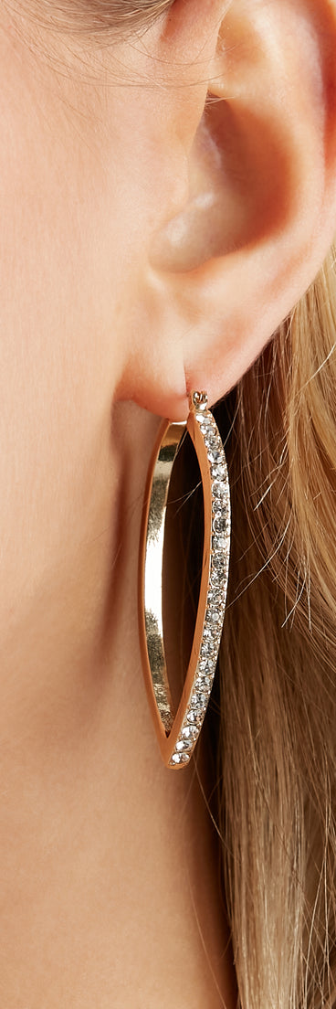 Sleek Sparkle Rhinestone Oval Hoop Earrings