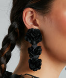 Hello Gorgeous Black Floral Dangly Earrings from Windsor's 2023 Halloween Costume Shop..