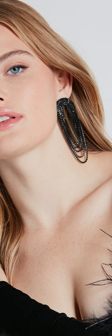 Gorgeous Statement Rhinestone Draped Earrings