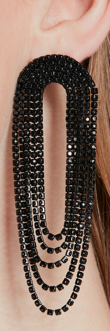 Gorgeous Statement Rhinestone Draped Earrings