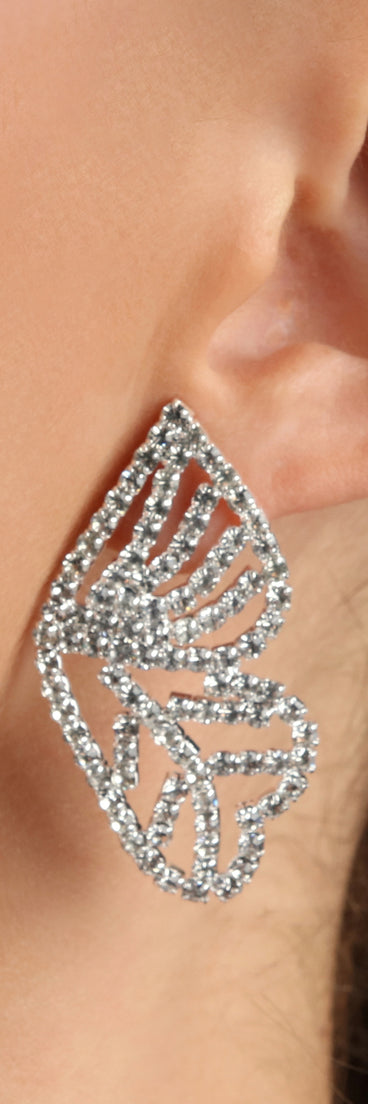 Make Me Flutter Rhinestone Butterfly Earrings